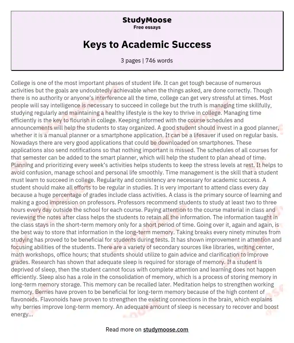 Keys to Academic Success