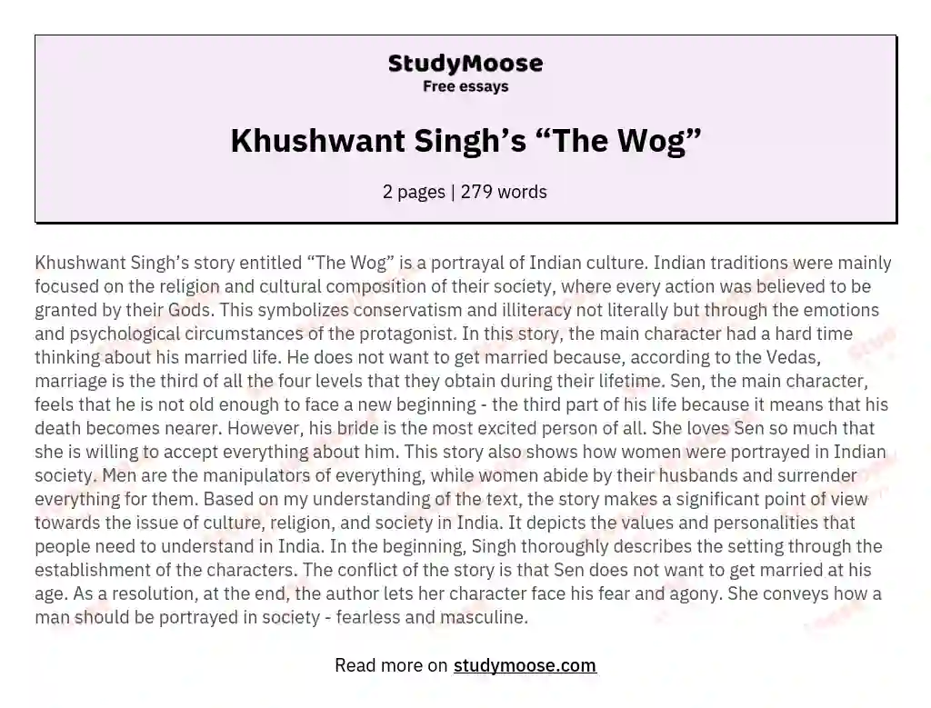 Khushwant Singh’s “The Wog” essay