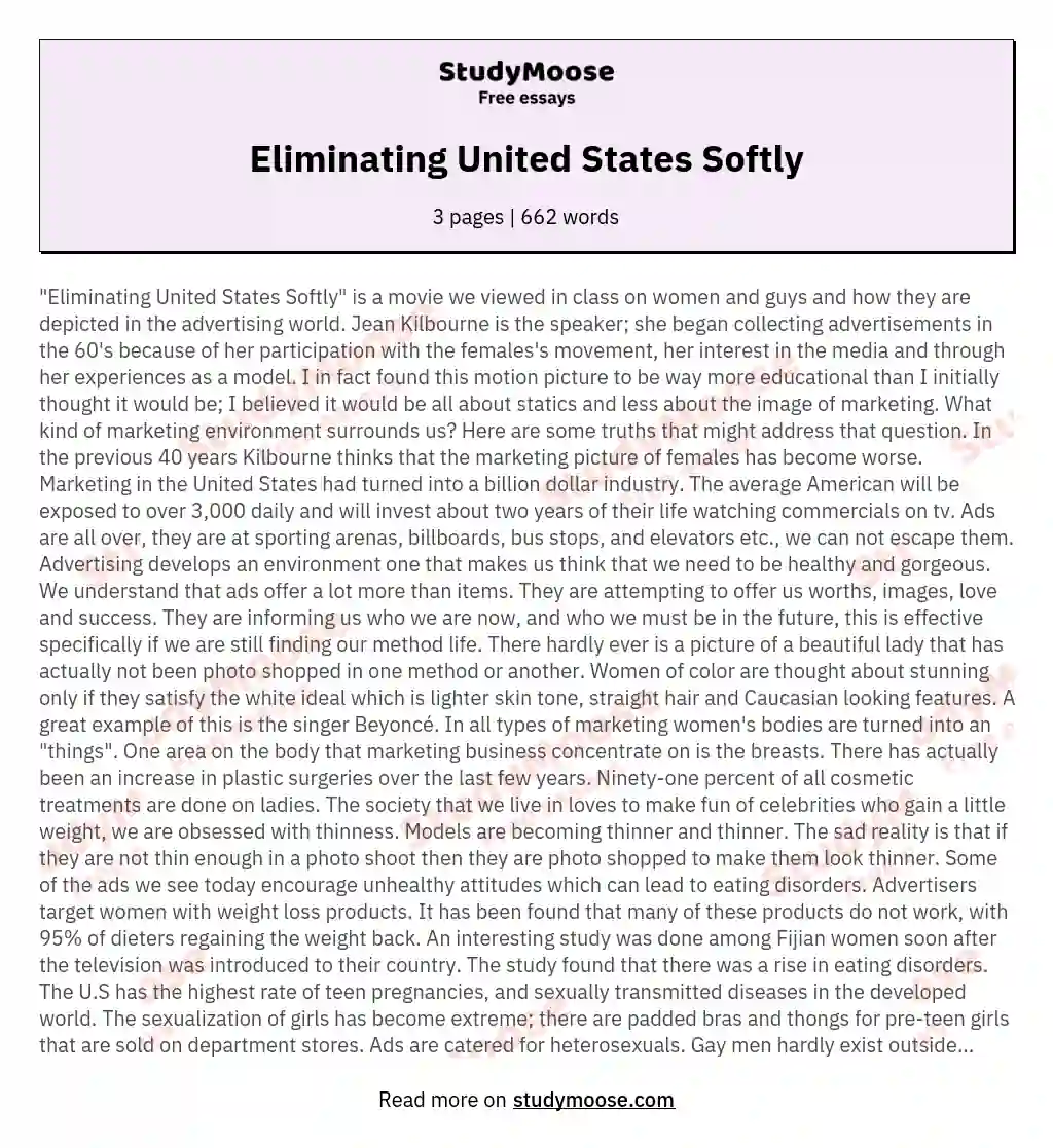 Eliminating United States Softly essay