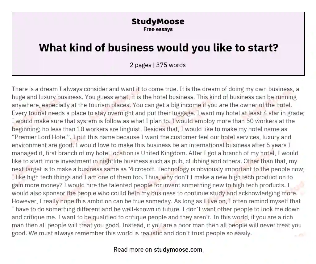 What kind of business would you like to start?