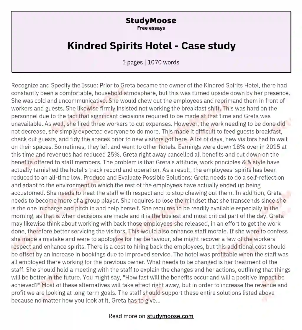 Kindred Spirits Hotel - Case study