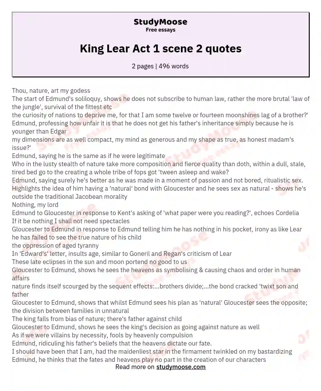 King Lear Act 1 scene 2 quotes