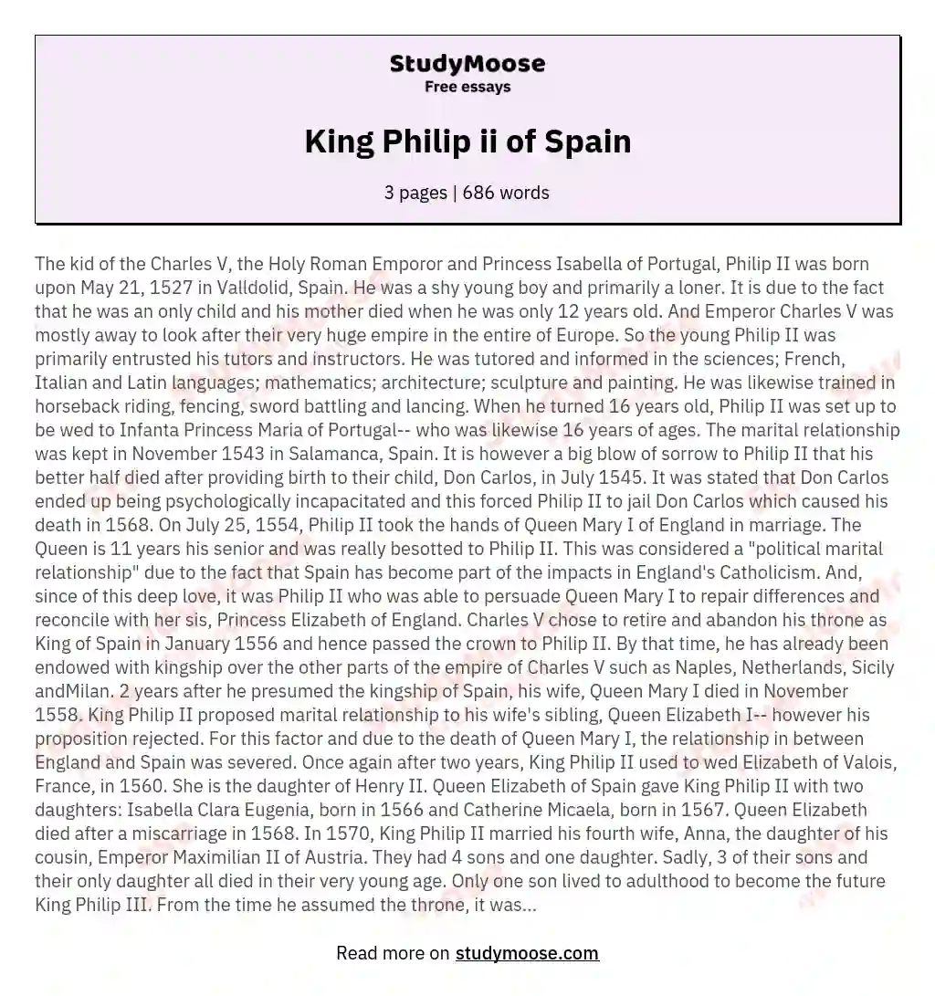 King Philip ii of Spain