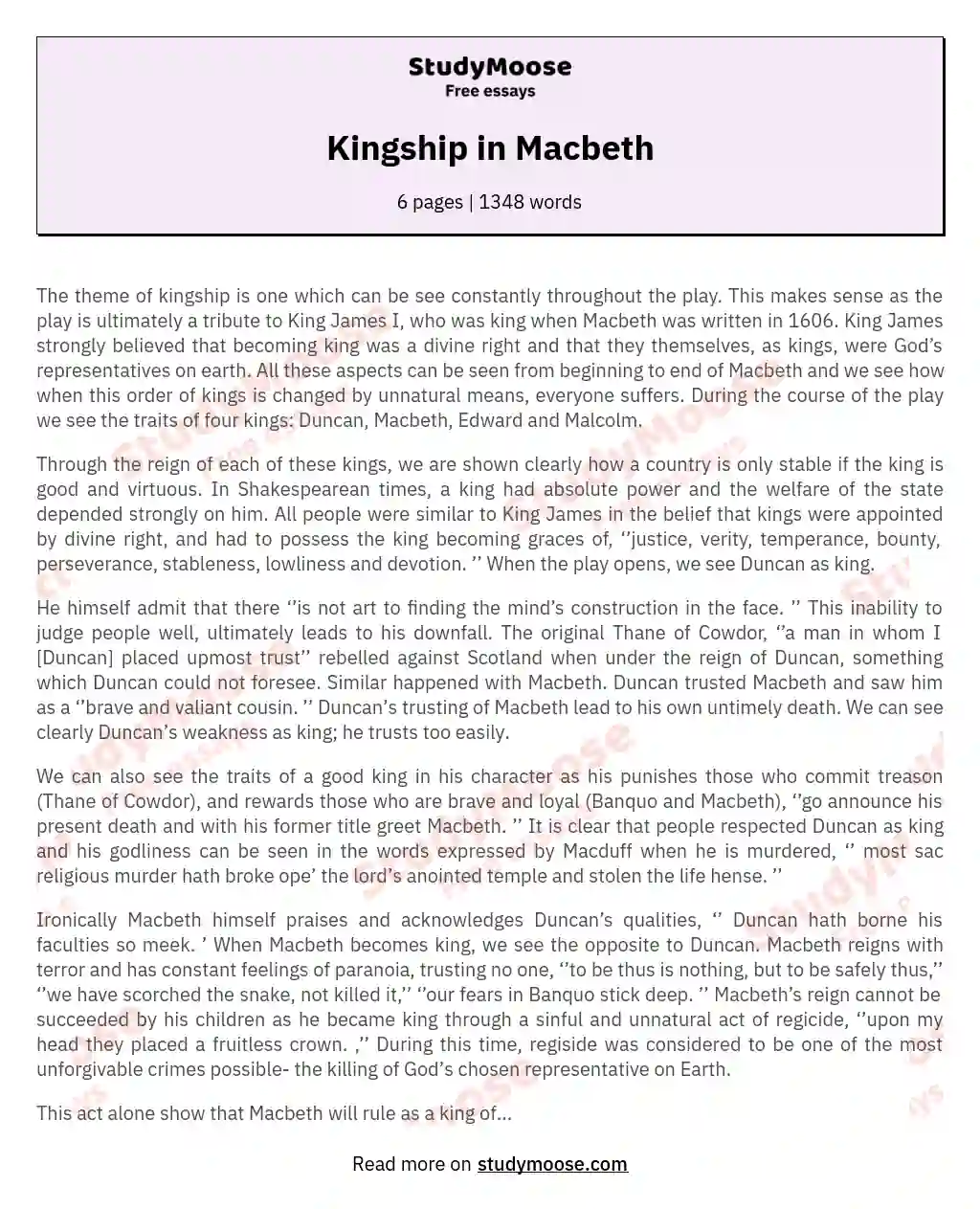 Virtue, Trust, and Chaos in Macbeth's Kingdoms essay