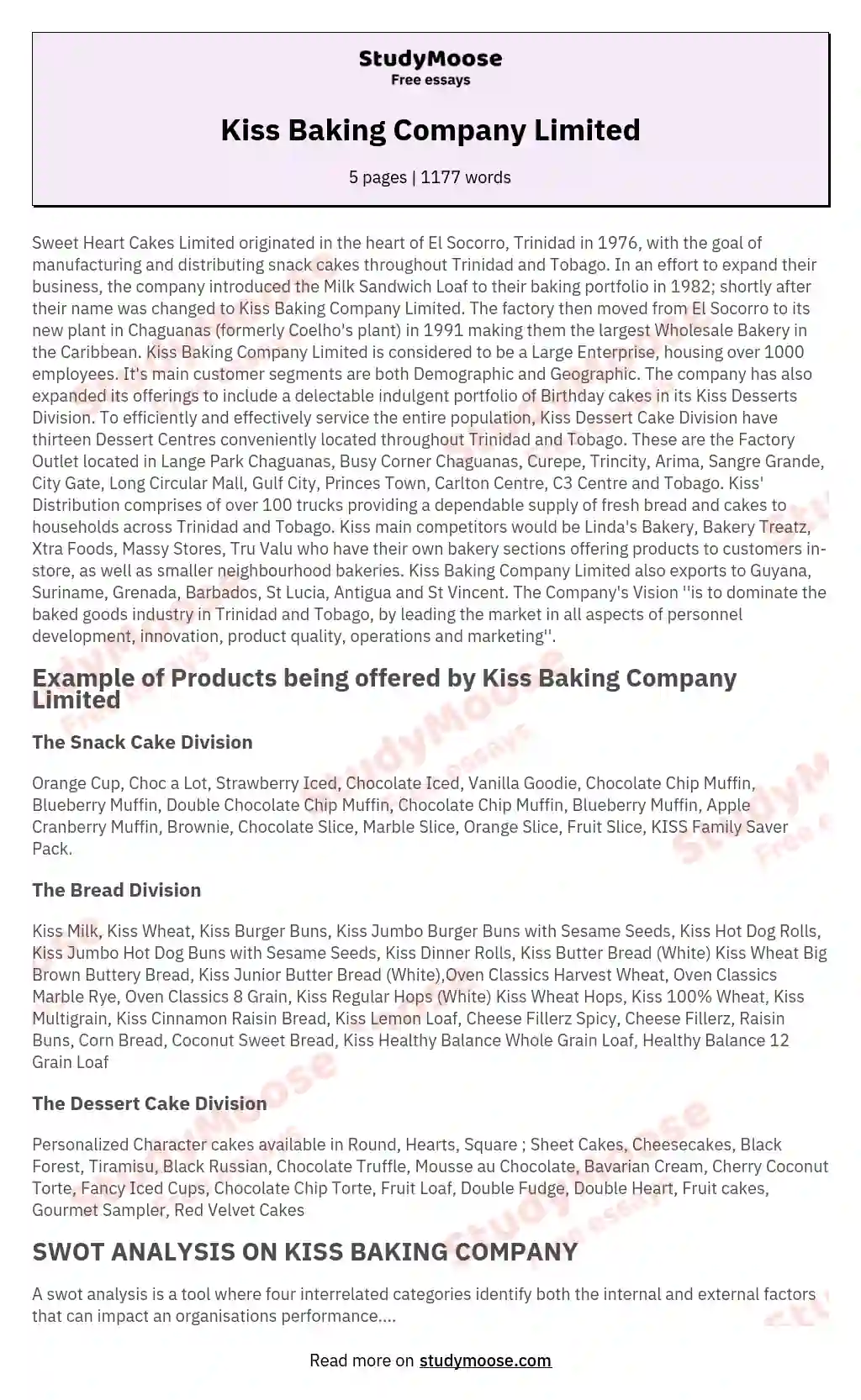 Kiss Baking Company Limited