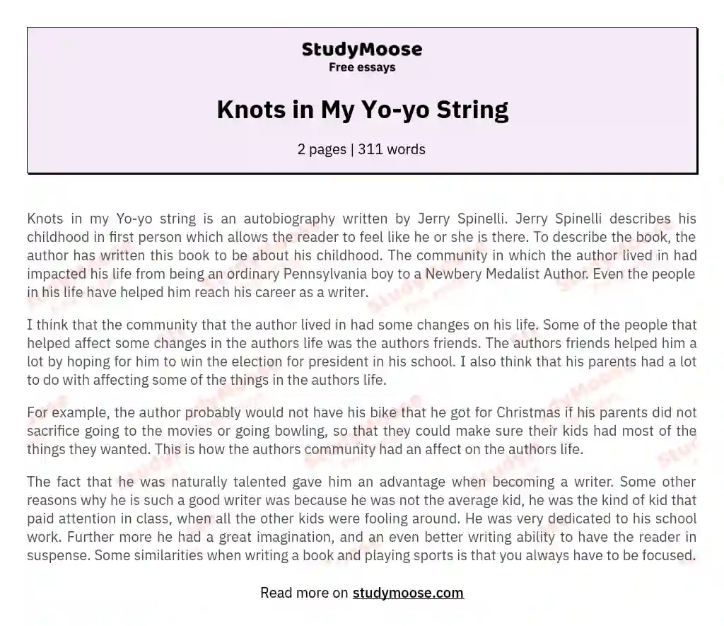 Knots in My Yo-yo String essay