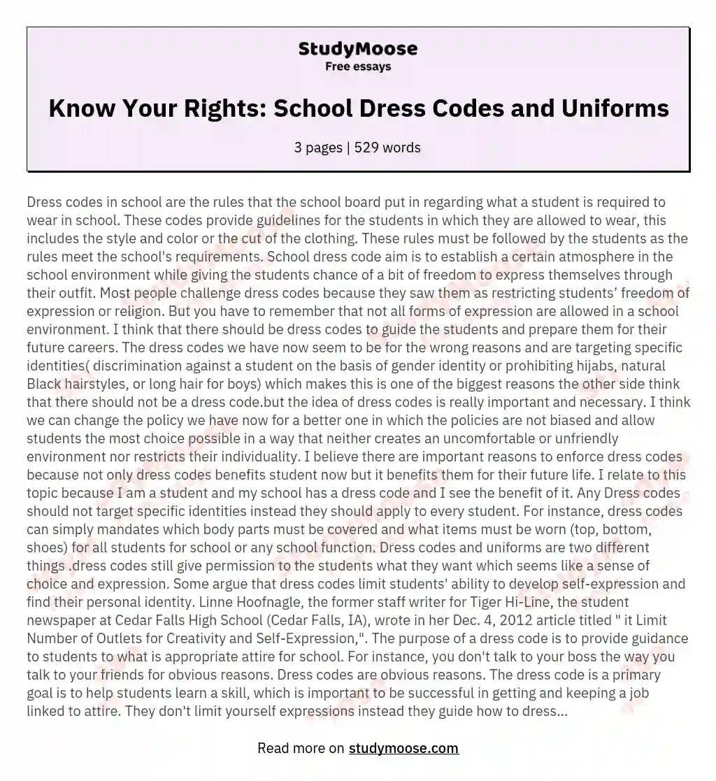 Know Your Rights: School Dress Codes and Uniforms