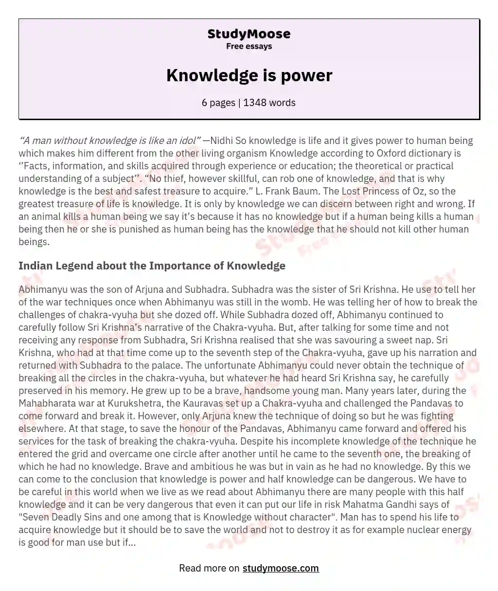Knowledge is power essay