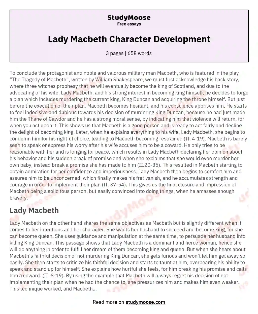 Lady Macbeth Character Development