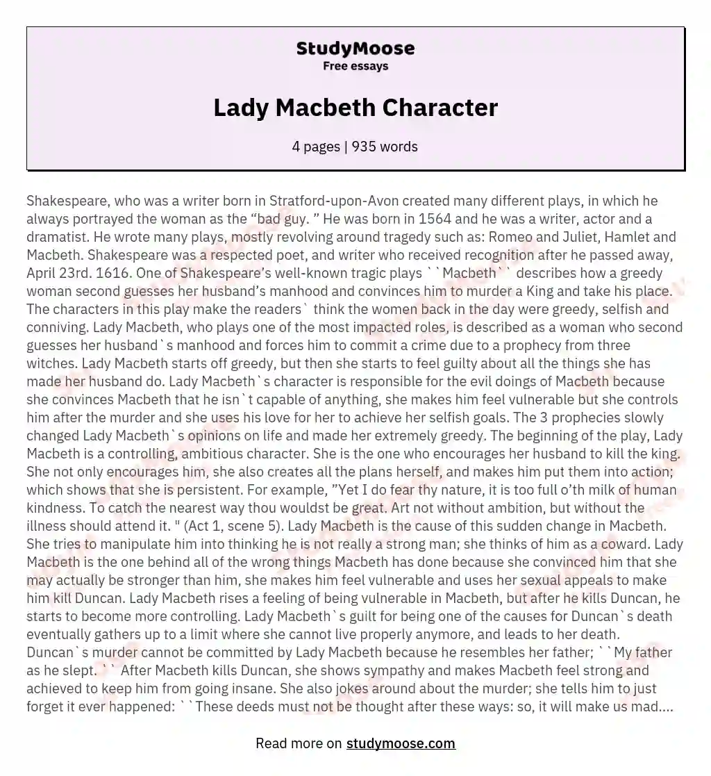 Lady Macbeth Character