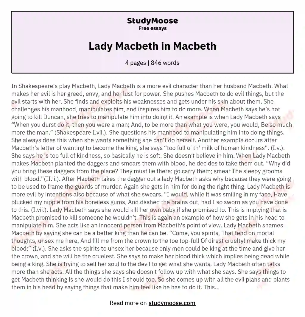 Lady Macbeth in Macbeth