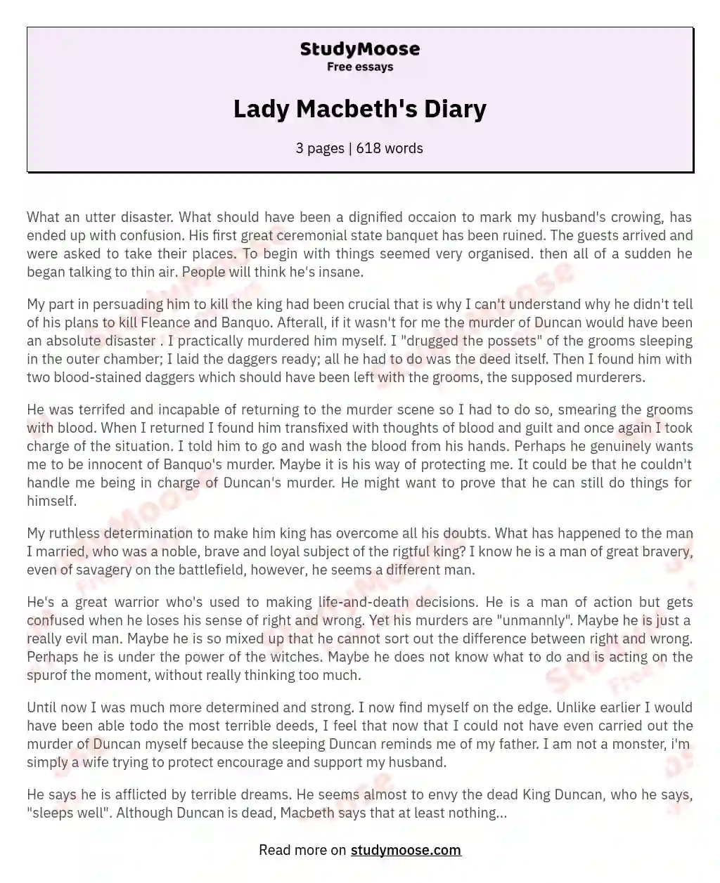 macbeth diary