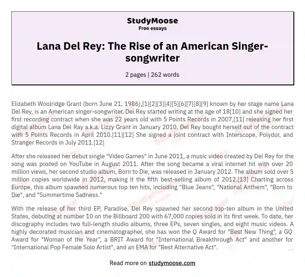 Lana Del Rey: The Rise of an American Singer-songwriter