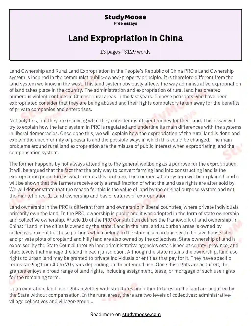 Land Expropriation in China