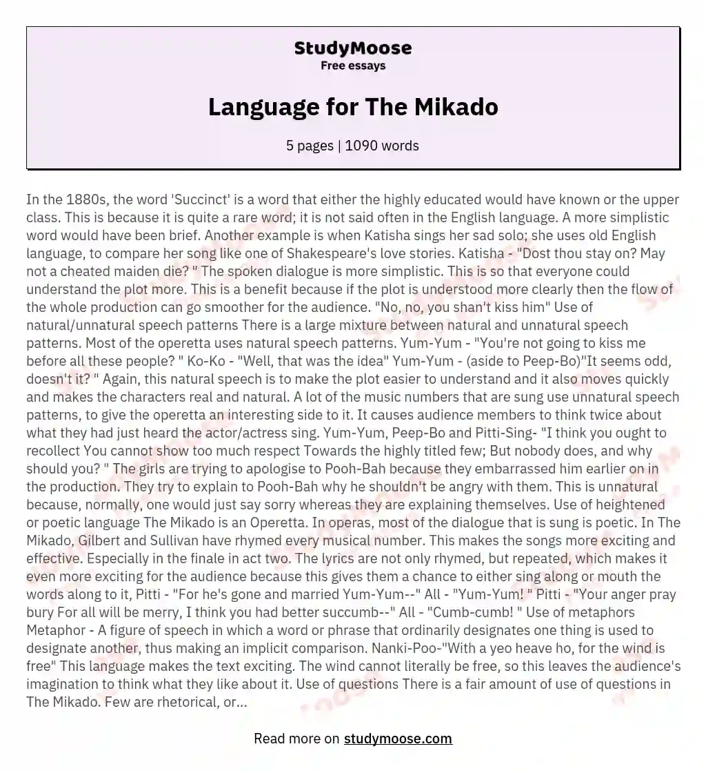 Language for The Mikado essay