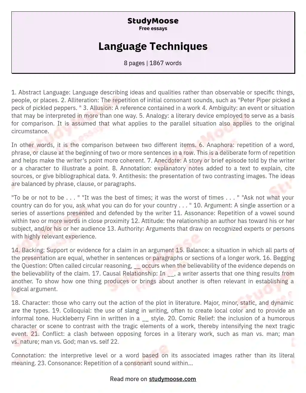 Language Techniques