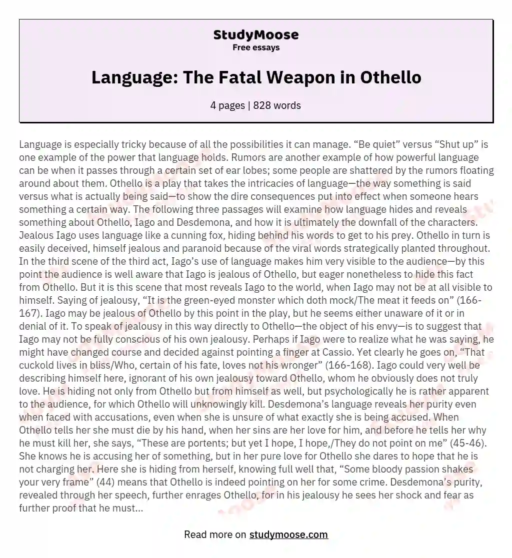 Language: The Fatal Weapon in Othello essay