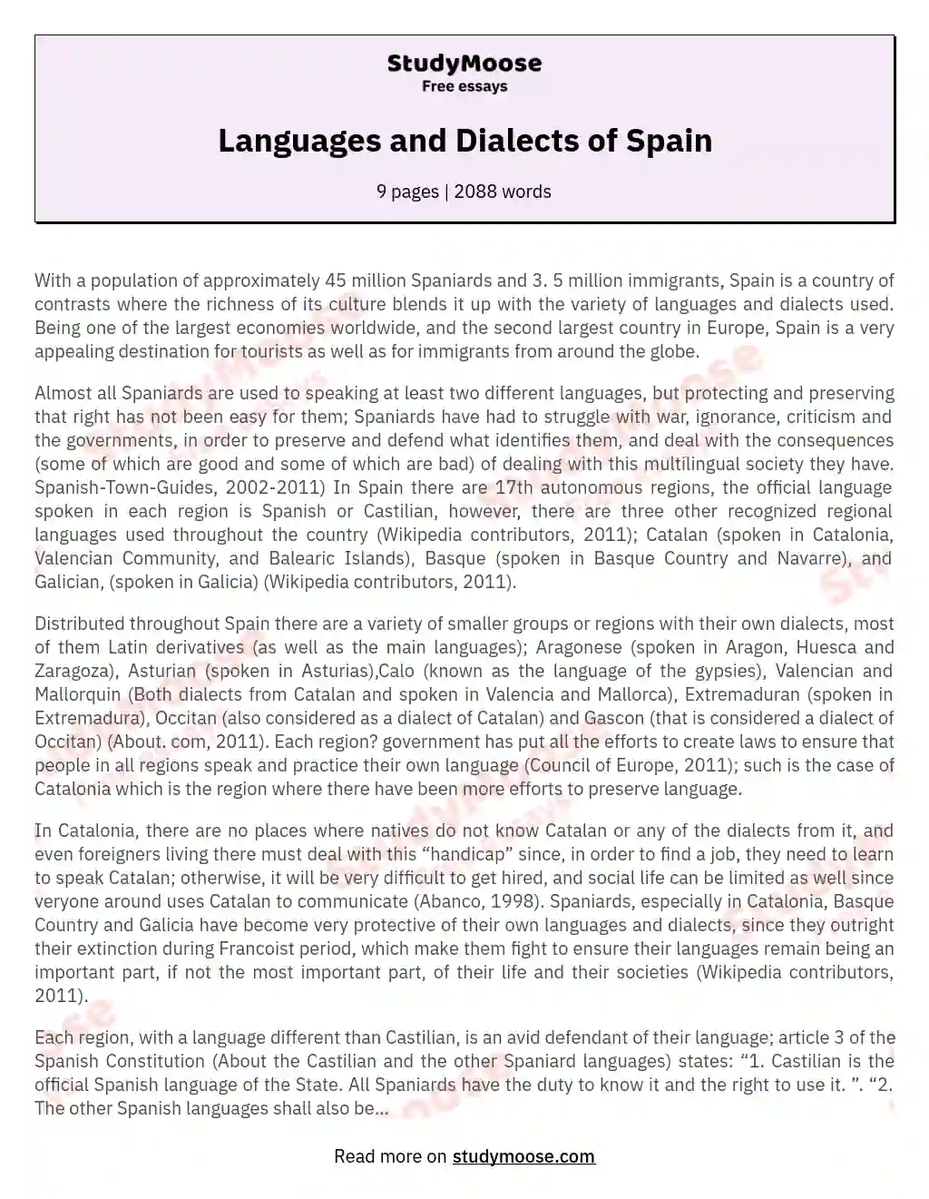 Languages and Dialects of Spain