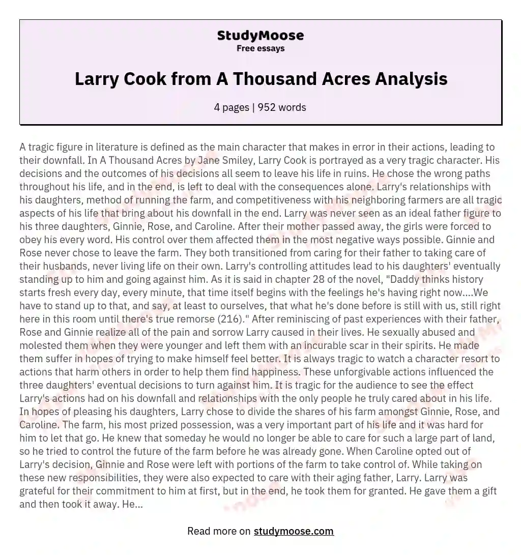 Larry Cook from A Thousand Acres Analysis