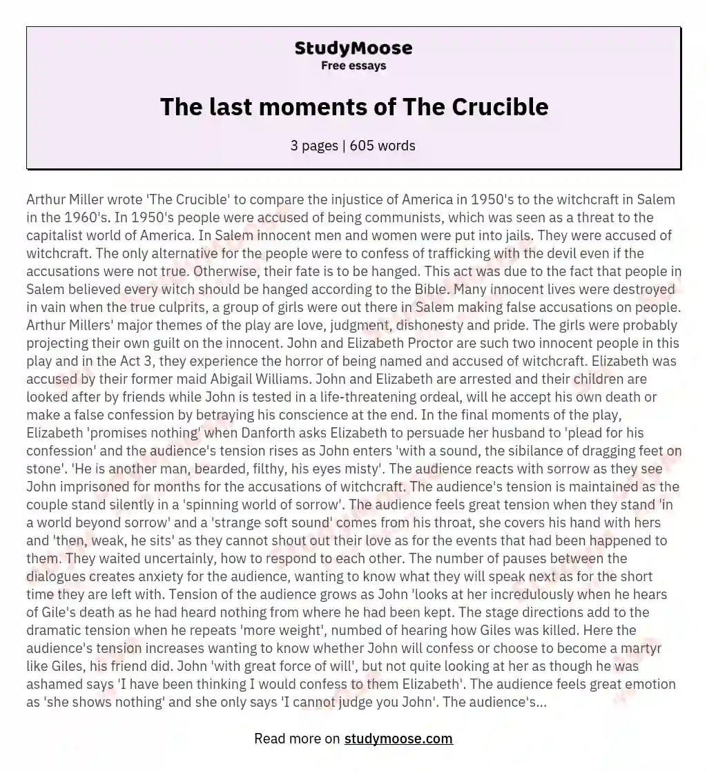 The last moments of The Crucible