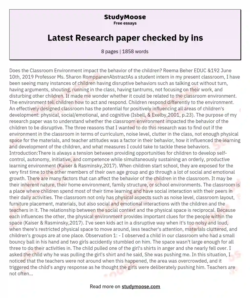 Latest Research paper checked by ins