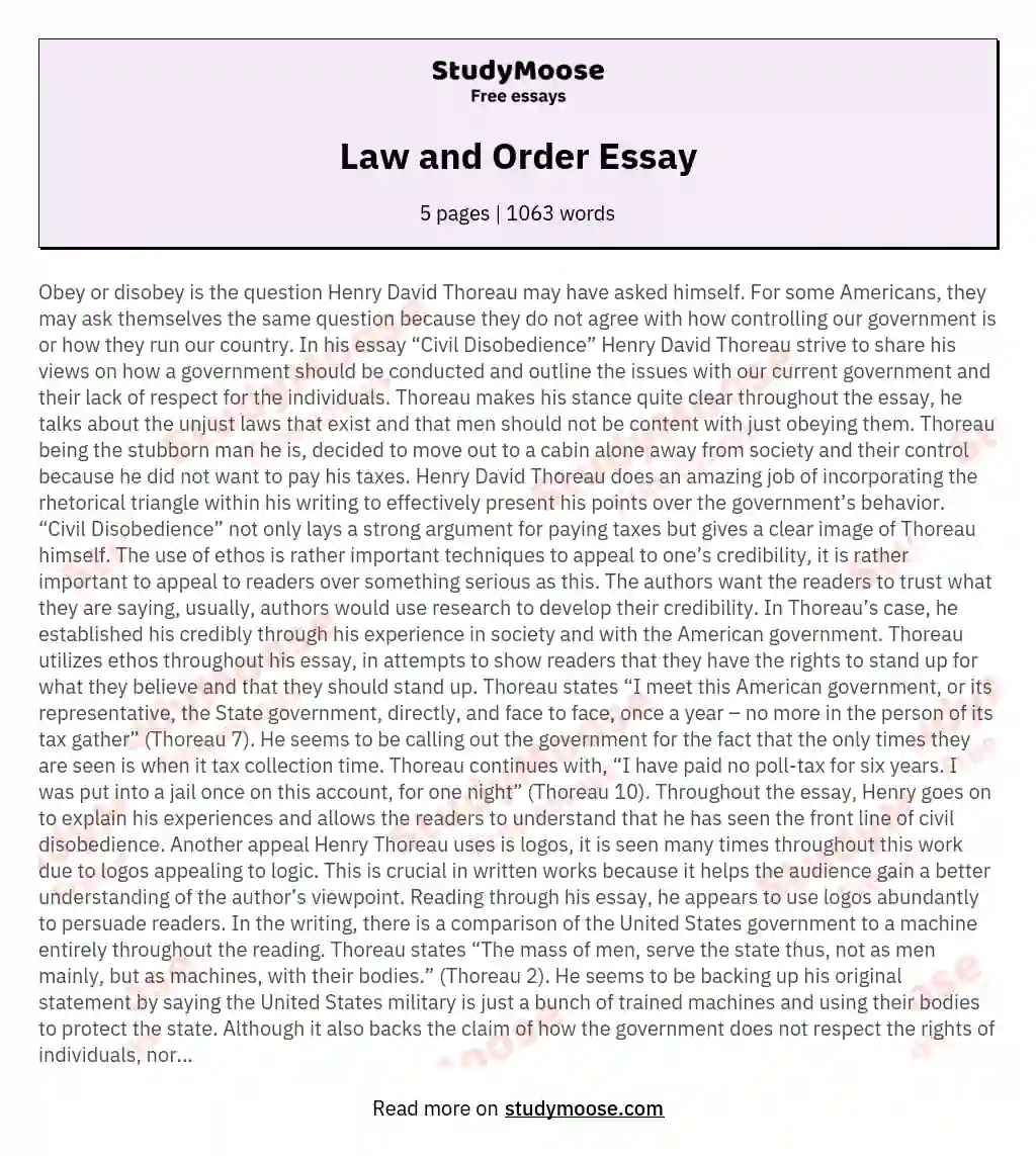Law and Order Essay essay