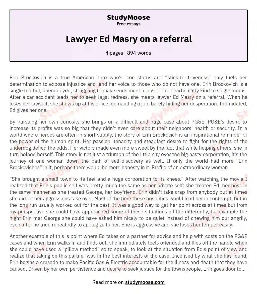 Lawyer Ed Masry on a referral essay