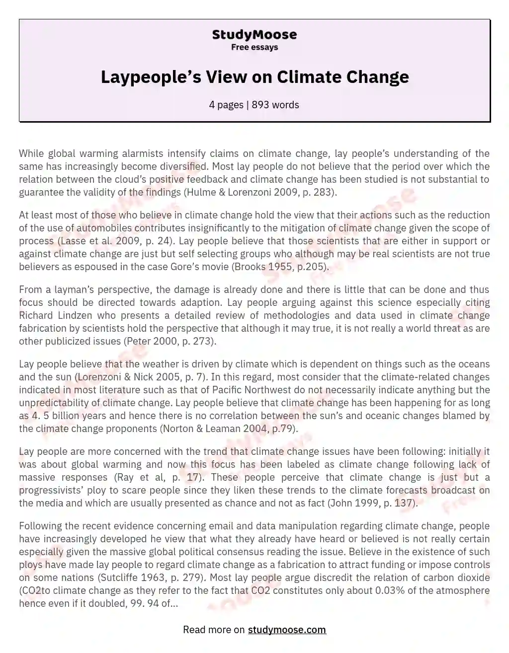 Laypeople’s View on Climate Change essay