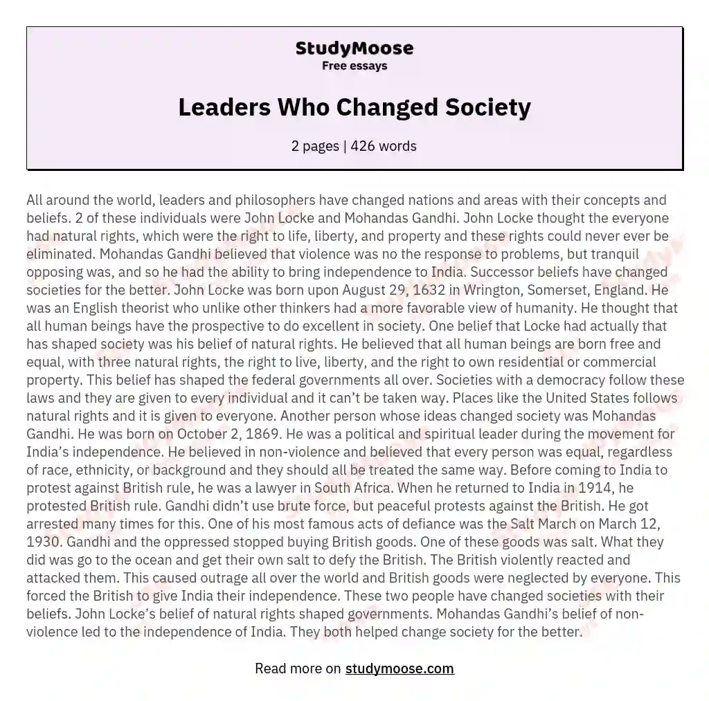 Leaders Who Changed Society essay