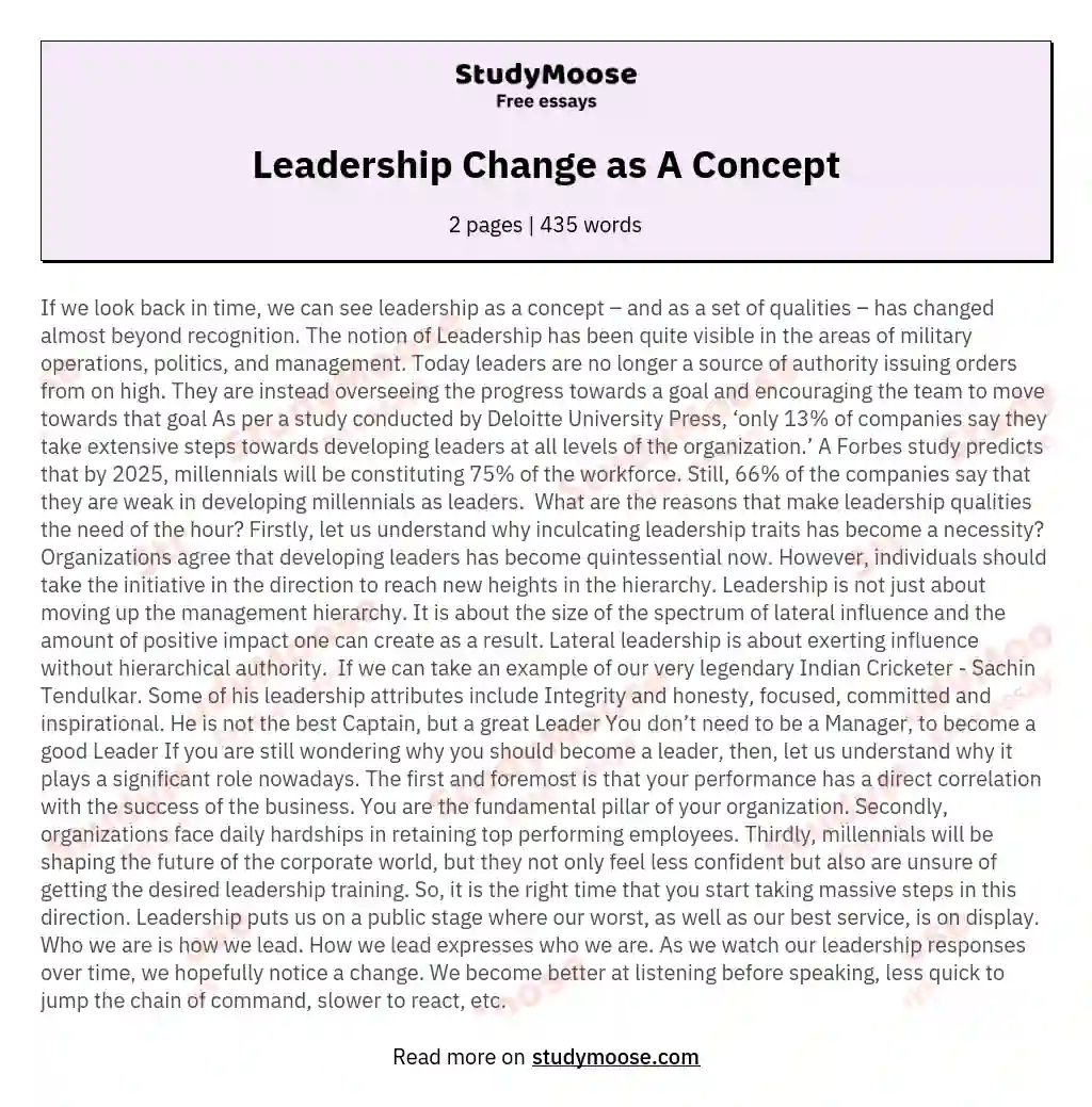 Leadership Change as A Concept essay