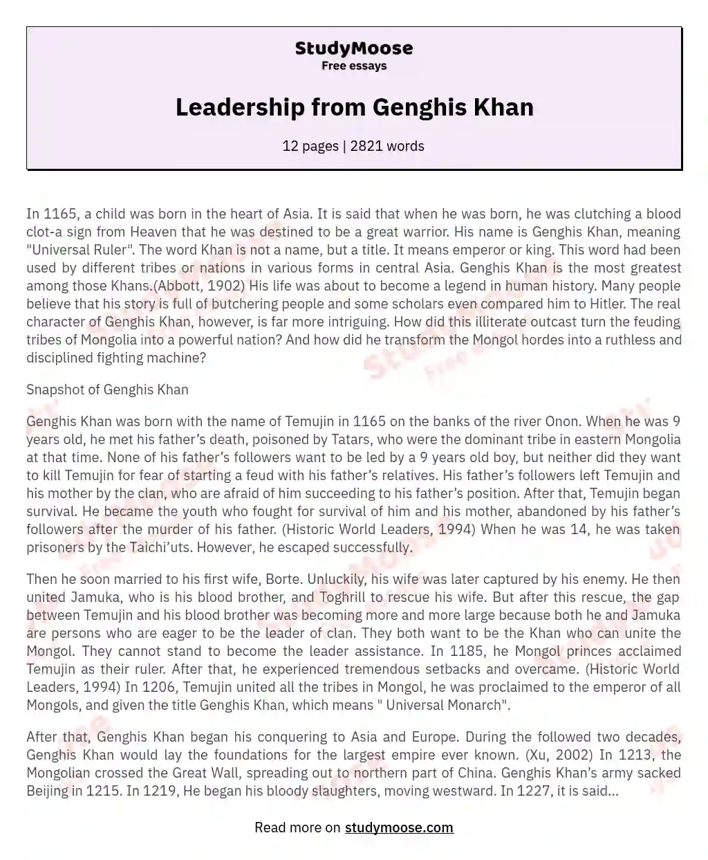 Leadership from Genghis Khan