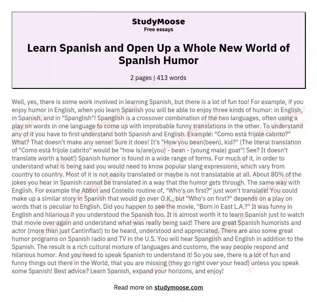 Learn Spanish and Open Up a Whole New World of Spanish Humor