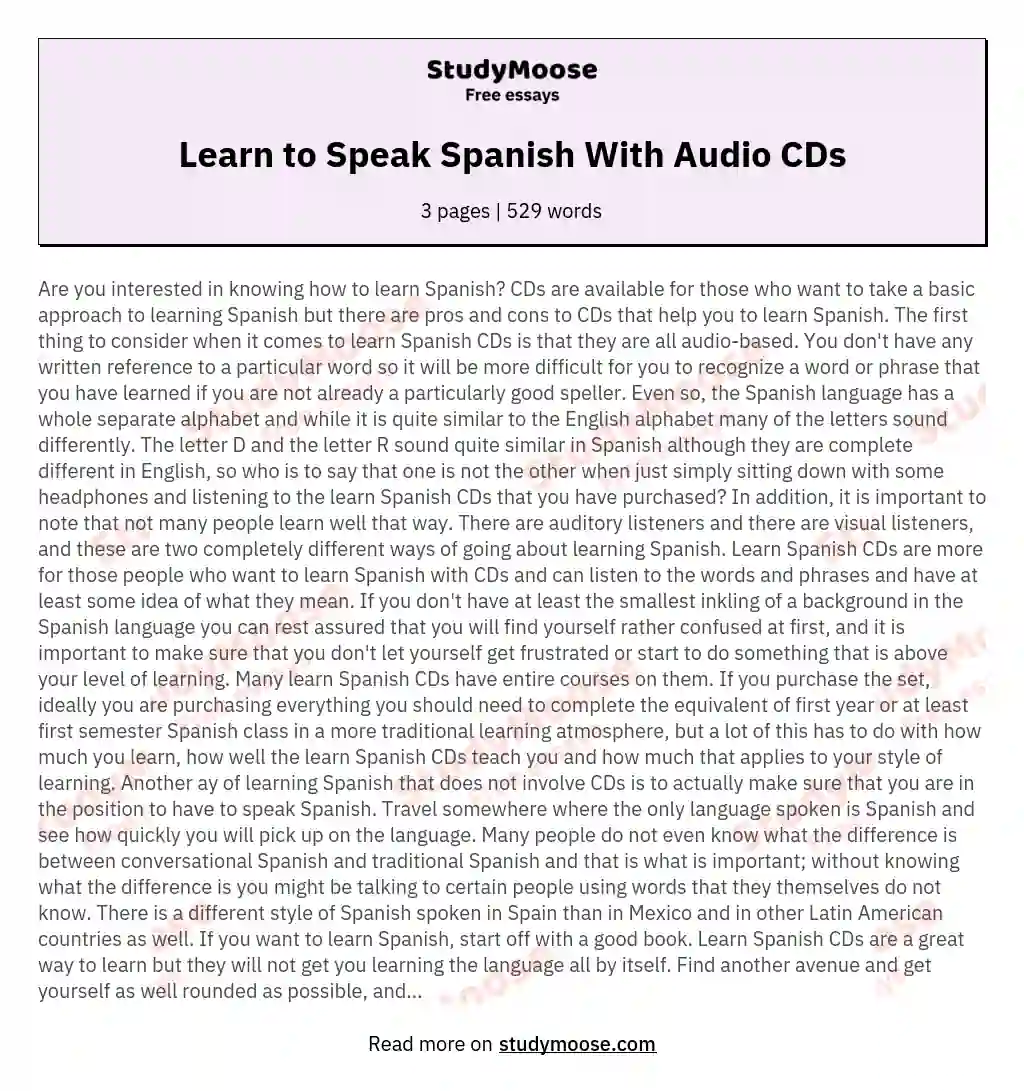 essay on spanish language