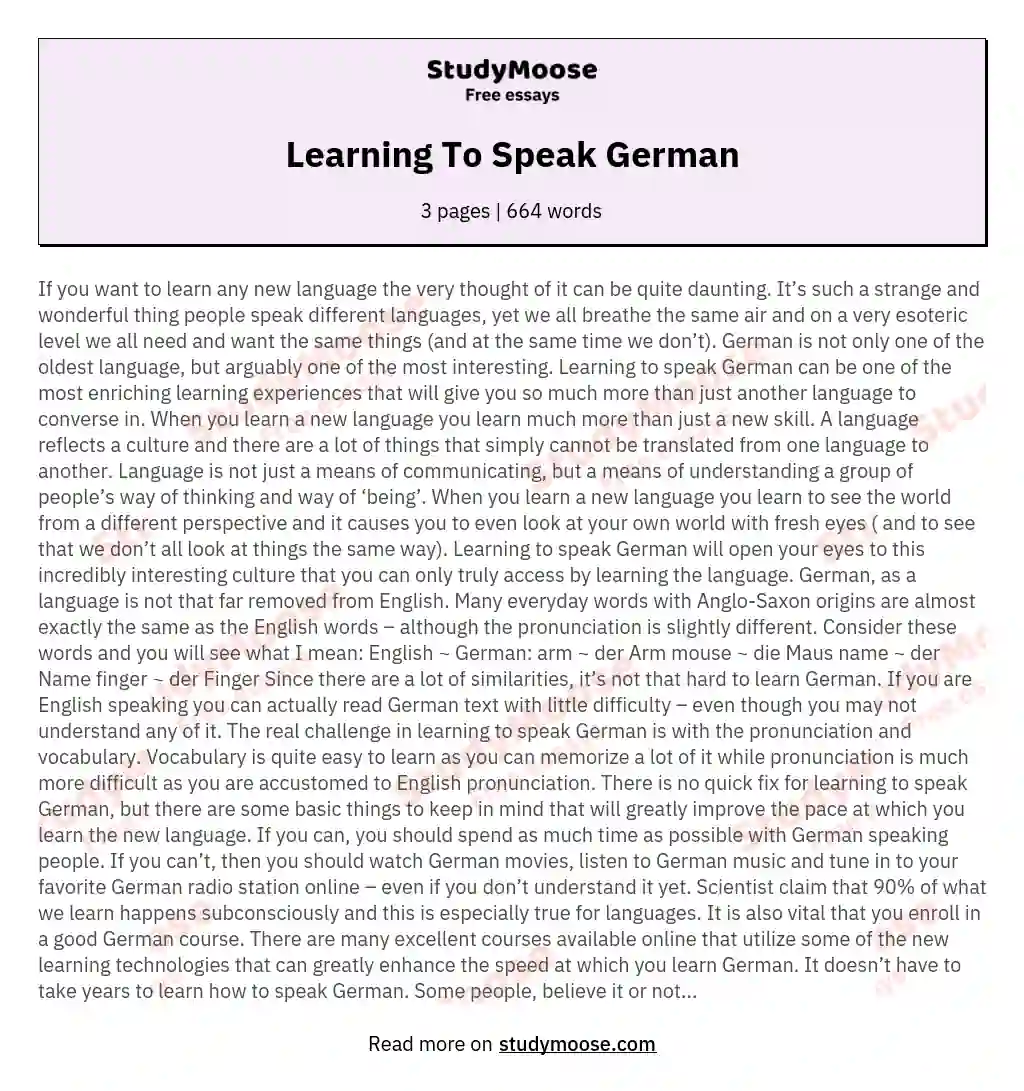 how to say essay in german