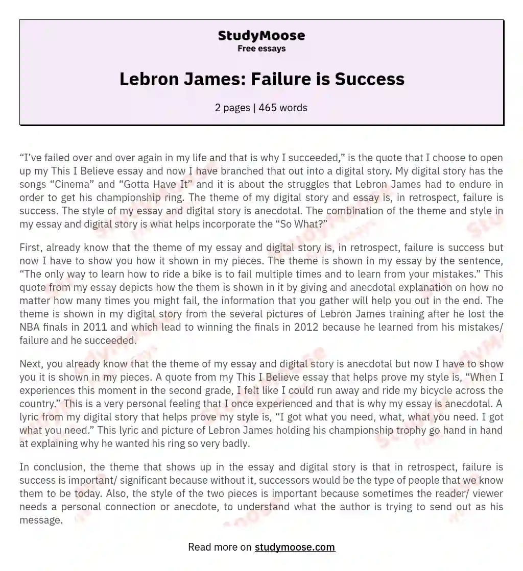 Lebron James: Failure is Success