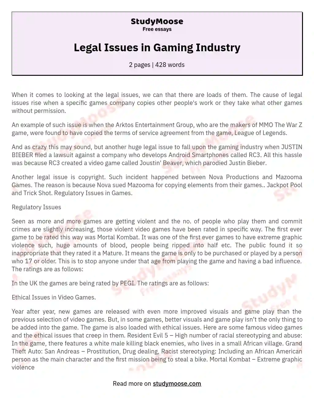 online gaming issues essay