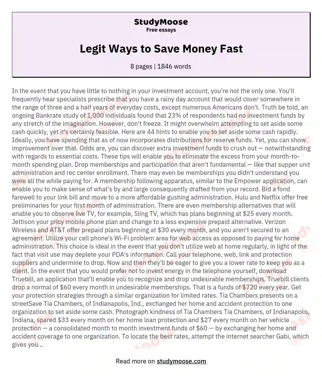 how to save money essay spm