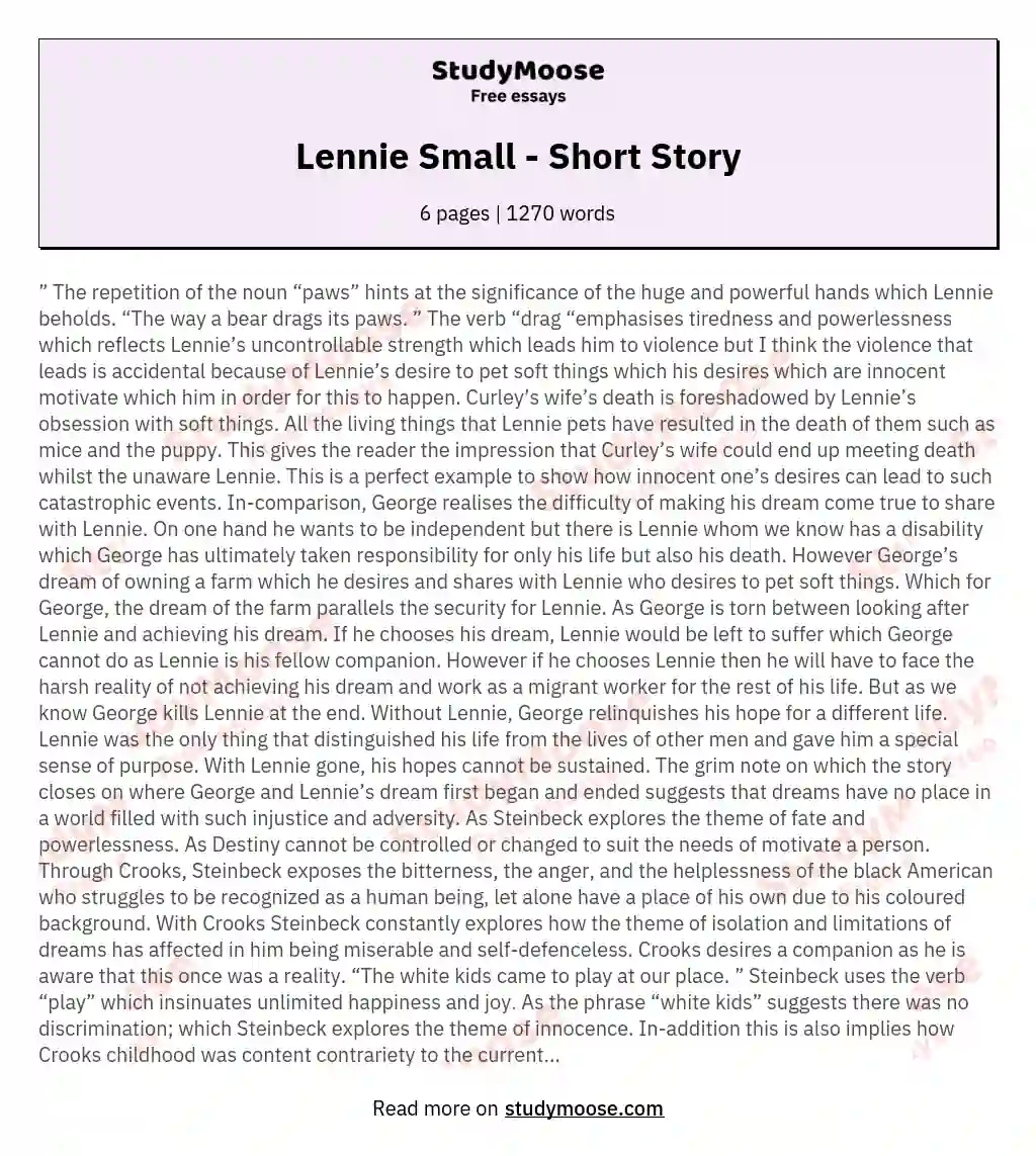 Lennie Small - Short Story