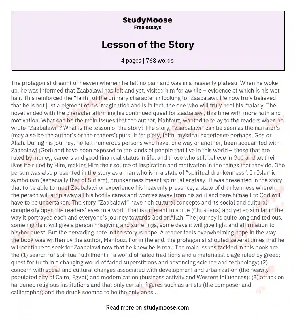 Lesson of the Story