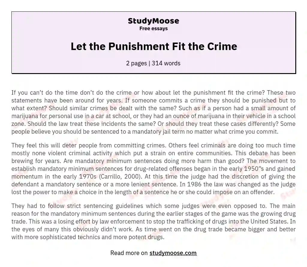 the punishment should fit the crime essay
