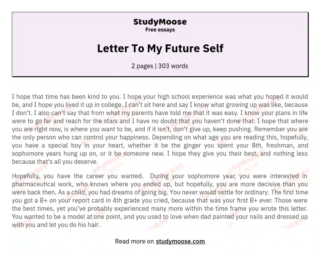 Letter To My Future Self essay