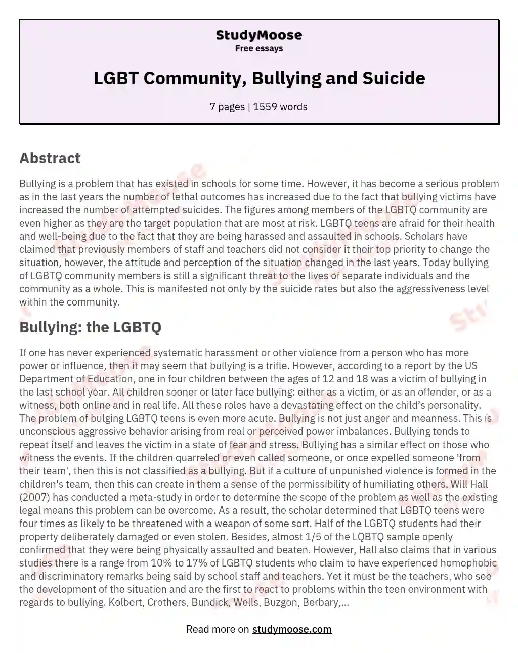 LGBT Community, Bullying and Suicide