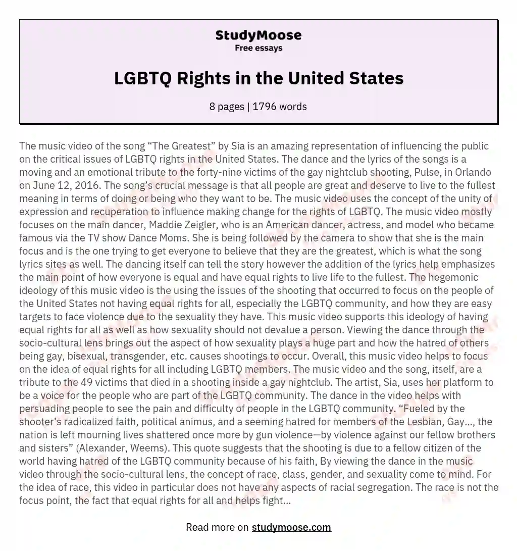 LGBTQ Rights in the United States essay