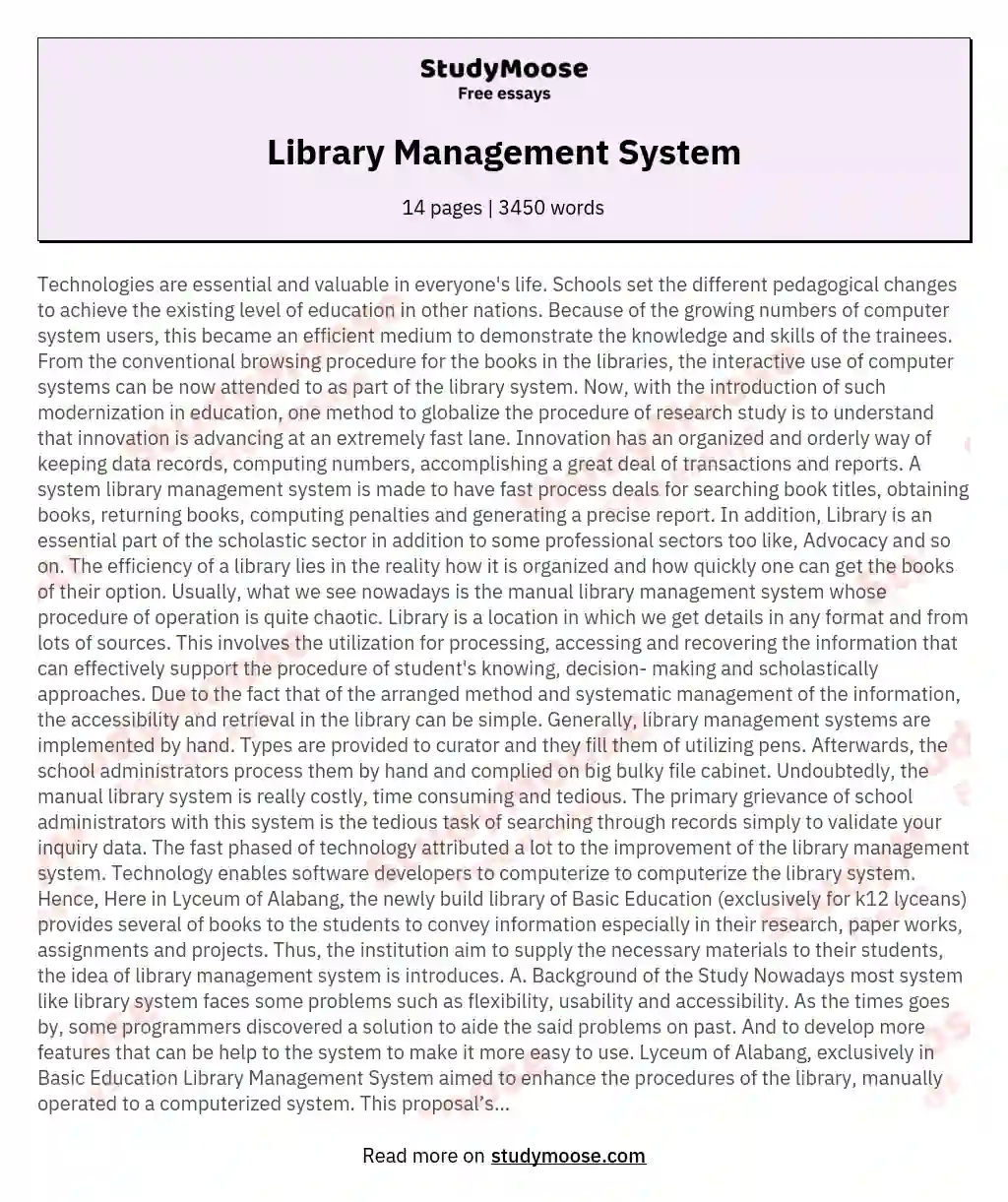 Library Management System essay
