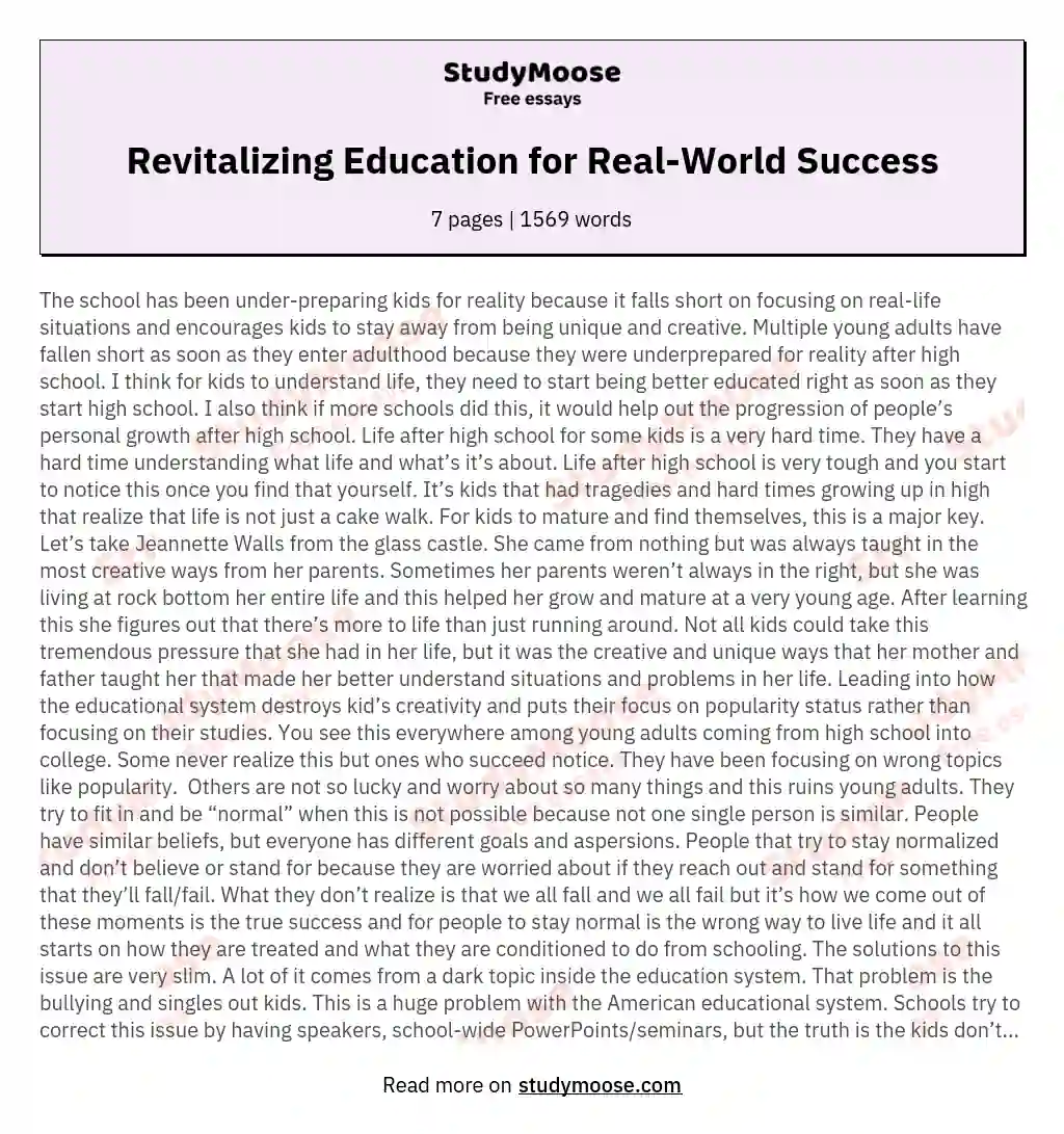 Revitalizing Education for Real-World Success essay