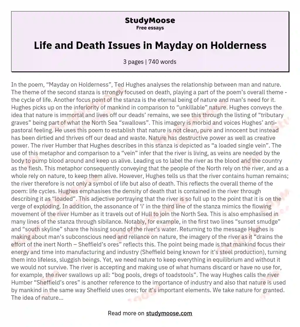 Life and Death Issues in Mayday on Holderness