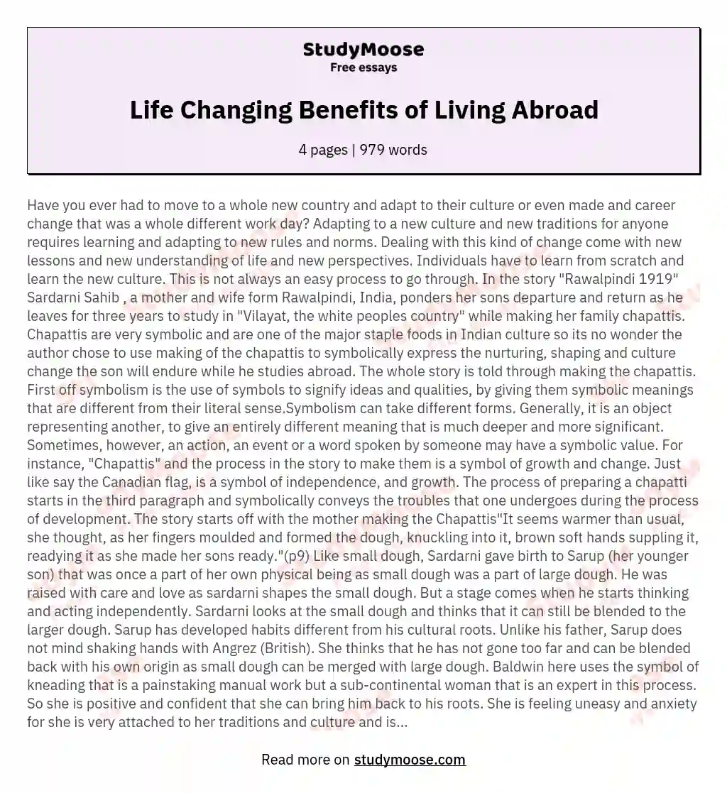 Life Changing Benefits of Living Abroad essay