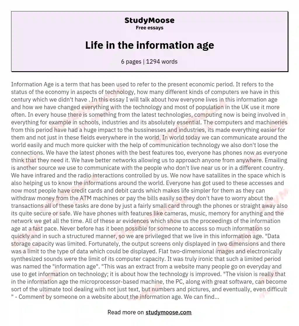 Life in the information age