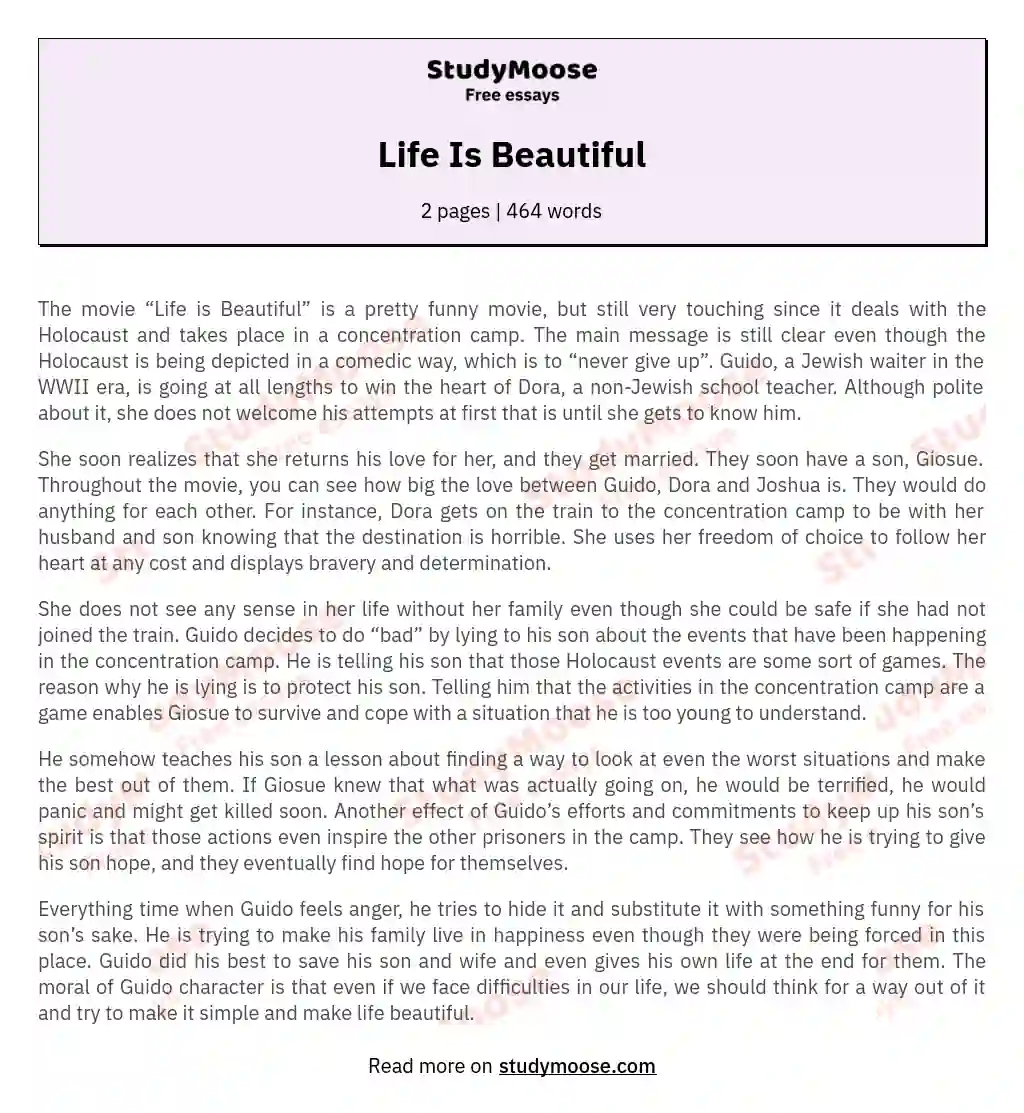 Life Is Beautiful essay