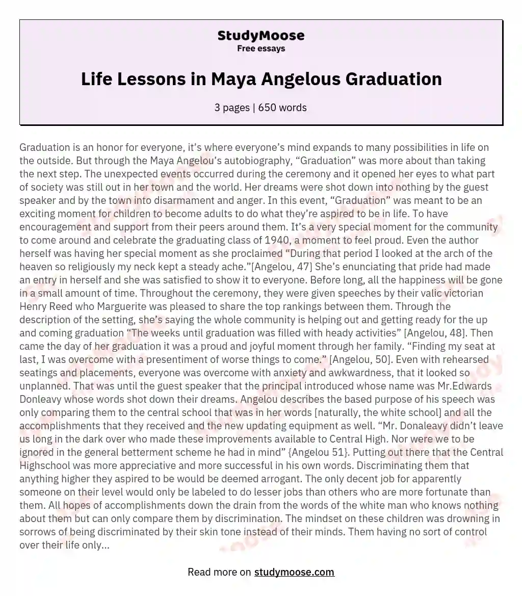 graduation maya angelou rhetorical analysis